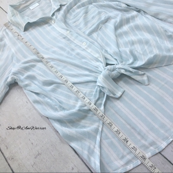 Abound NWT gauzy striped tie waist button down top *shop@iamwarrior - Picture 5 of 8